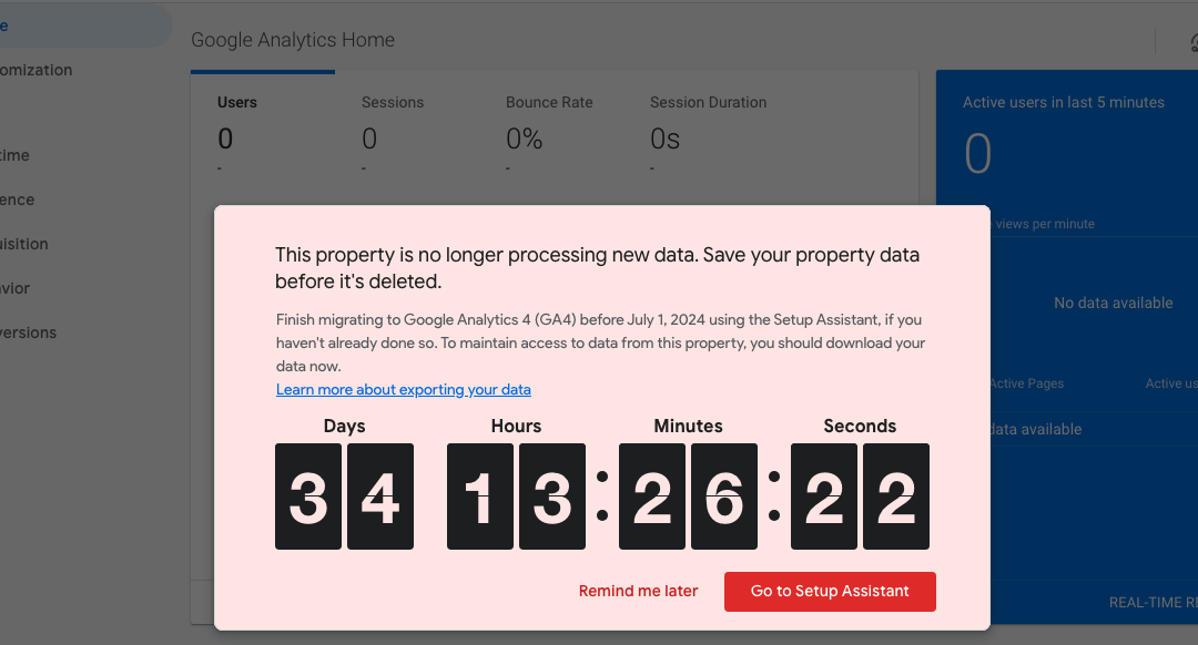 Your old Universal Analytics Data disappears July 1, 2024